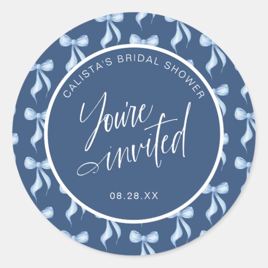You're Invited Bow Bridal Shower Envelope Seals Ronde Sticker (Voorkant)