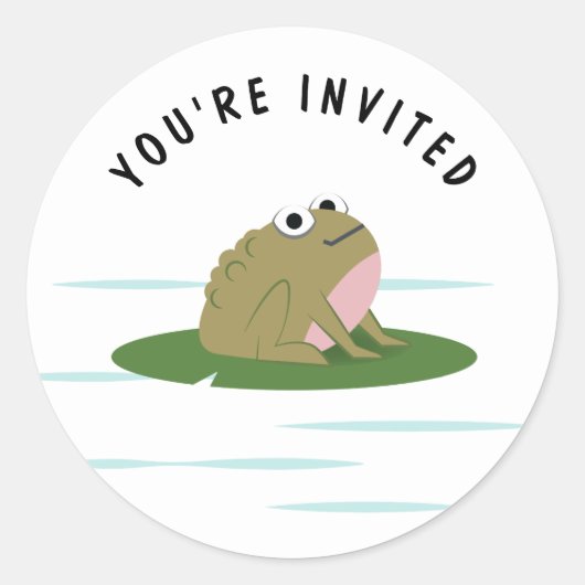 "You're Invited" voor Toad Frog Ronde Sticker (Voorkant)