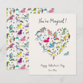 You're Magical, Cute Unicorn Kids Valentine's Day Notitiekaartje