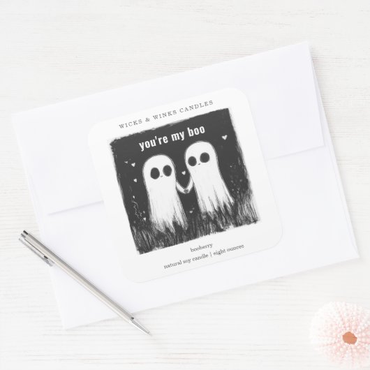 You're My Boo Funny Halloween Candle Label Square (Envelop)
