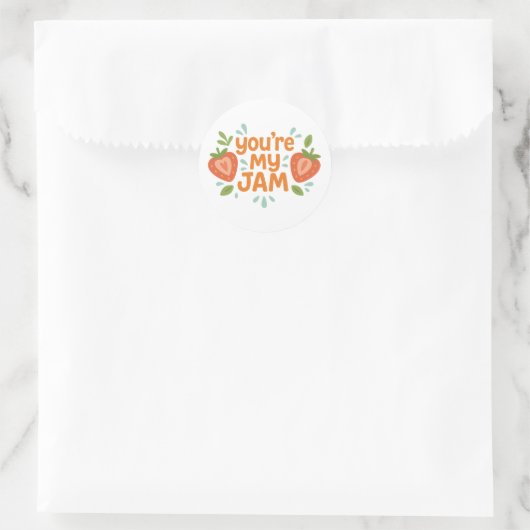 You're My Jam Cute Strawberry Funny Love Ronde Sticker (Tas)
