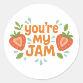 You're My Jam Cute Strawberry Funny Love Ronde Sticker (Voorkant)