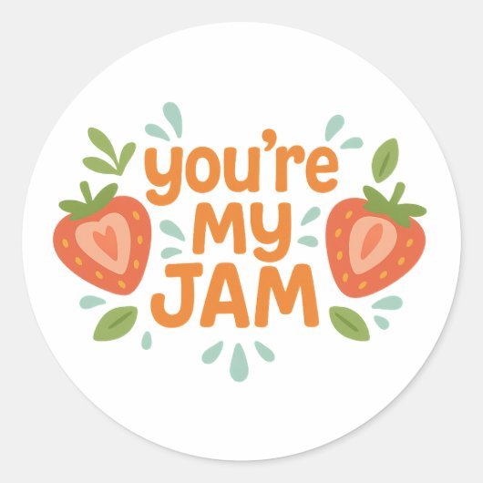 You're My Jam Cute Strawberry Funny Love Ronde Sticker (Voorkant)