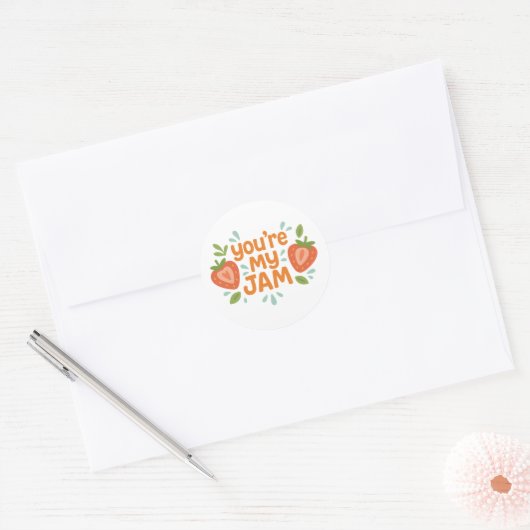 You're My Jam Cute Strawberry Funny Love Ronde Sticker (Envelop)
