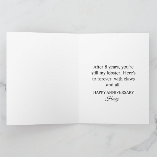 You're My Lobster - Grappig 8 jaar Jubileum Kaart (Binnen)
