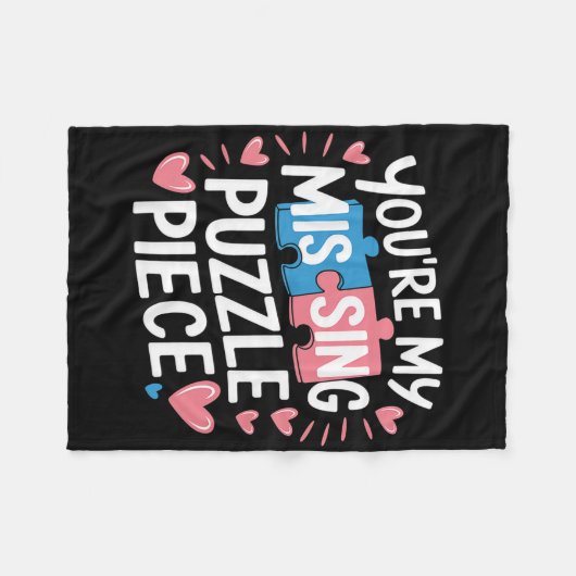 You're My Missing Puzzle Piece Valentine Matching  Fleece Deken (Voorkant (Horizontaal))