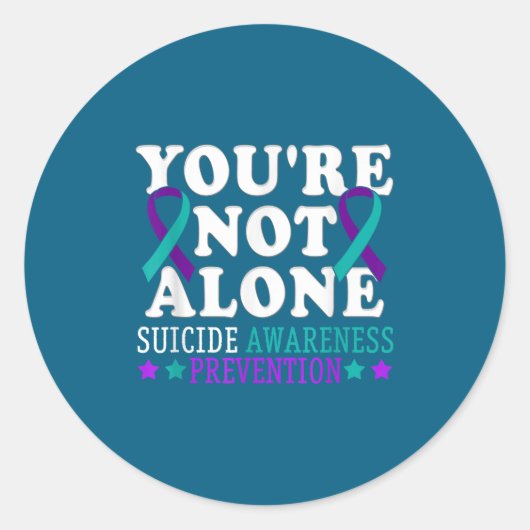You're Not Alone Depression Suicide Prevention Awa Ronde Sticker (Voorkant)