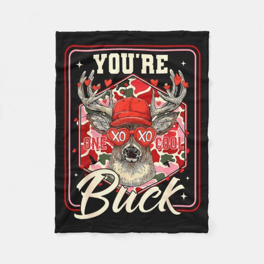 You're One Cool Buck Camouflage Valentine's Day Hu Fleece Deken (Voorkant)