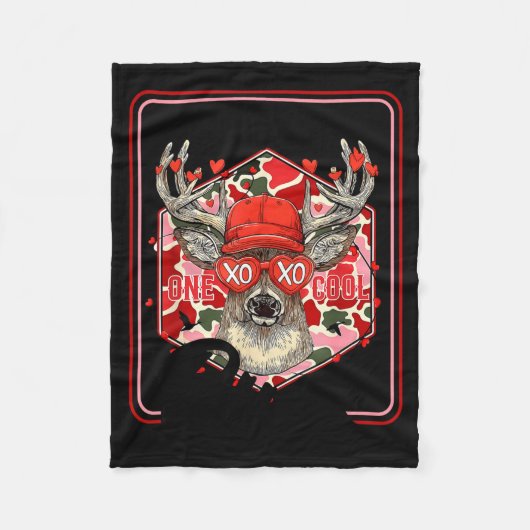 You're One Cool Buck Camouflage Valentine's Day Hu Fleece Deken (Voorkant)