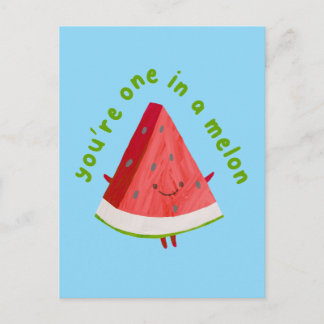 Your'e One in a Melon Cute Funny Watermelon Pun  Briefkaart
