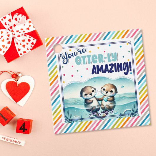You're Otterly Amazing cute otter Valentine Bedankjes Labels