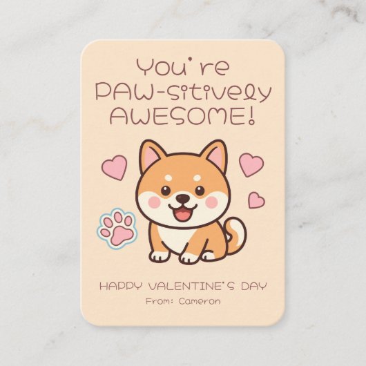 You're PAW-sitively AWESOME Kids Valentine's Notitiekaartje (Voorkant)