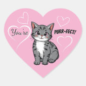 You're Purr-fect Animated Cat and Hearts Pink Hart Sticker (Voorkant)