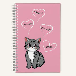 You're Purr-fect Animated Cat and Hearts Pink Notitieboek