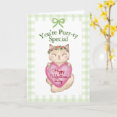 You're Purr-ty Special Kitty Cat Valentine's Day N Kaart (Gele Bloem)