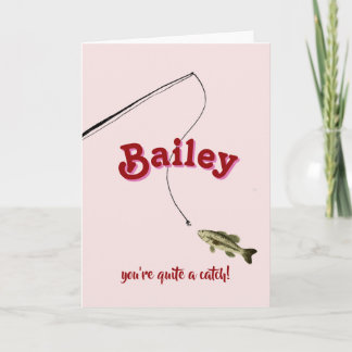 You're Quite a Catch Pink Fishing Valentine's Card Kaart