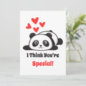 You're Special Cute Panda red hearts Printable Feestdagenkaart (Staand voorkant)