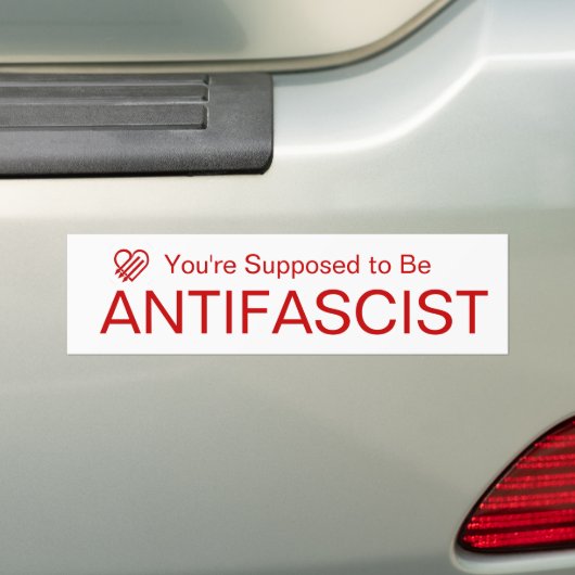 You're Supposed to be AntiFascist (Red on White) Bumpersticker (Op auto)