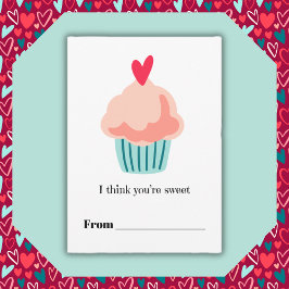 You're sweet pink cupcake Classroom Valentine Feestdagenkaart