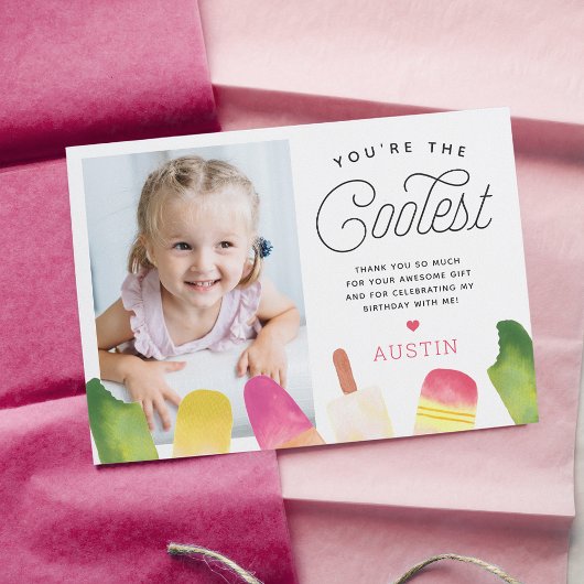 You're The Coolest | Popsicle Thema Kids Foto Bedankkaart