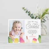 You're The Coolest | Popsicle Thema Kids Foto Bedankkaart (Staand voorkant)