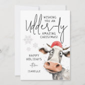 You're Udder-ly Amazing | Fun Christmas Feestdagenkaart (Voorkant)