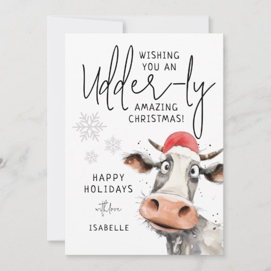 You're Udder-ly Amazing | Fun Christmas Feestdagenkaart (Voorkant)