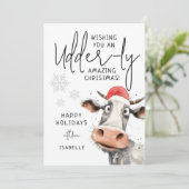 You're Udder-ly Amazing | Fun Christmas Feestdagenkaart (Staand voorkant)