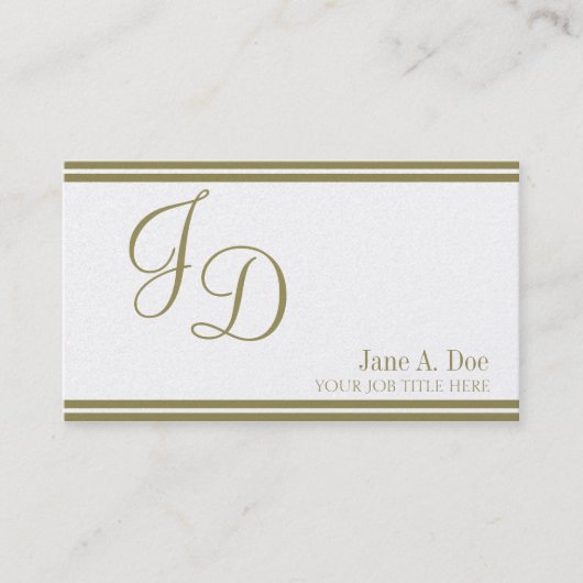 YourJobTitle Fancy Gold Lettering/Script/Stripes Visitekaartje (Voorkant)