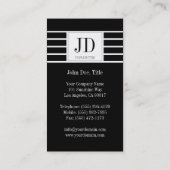 YourJobTitle Monogram/Striped/Black/Platinum Visitekaartje (Achterkant)