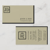 YourJobTitle Square Monogram Tan Black Visitekaartje (Voorkant / Achterkant)