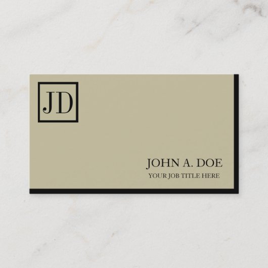 YourJobTitle Square Monogram Tan Black Visitekaartje (Voorkant)
