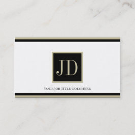YourJobTitle White Blk/Tan Square Monogram Plaque Visitekaartje