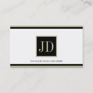 YourJobTitle White Blk/Tan Square Monogram Plaque Visitekaartje