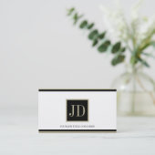 YourJobTitle White Blk/Tan Square Monogram Plaque Visitekaartje (Staand voorkant)