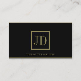 YourJobTitle Zwart/Gold Square Monogram Plaque Visitekaartje
