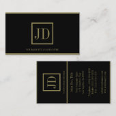 YourJobTitle Zwart/Gold Square Monogram Plaque Visitekaartje (Voorkant / Achterkant)