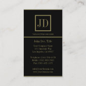 YourJobTitle Zwart/Gold Square Monogram Plaque Visitekaartje (Achterkant)