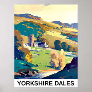 Yourkshire Dales landscape, vintage trip Poster