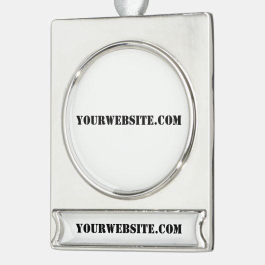 YourWebSite.com Verzilverd Banner Ornament (Links)