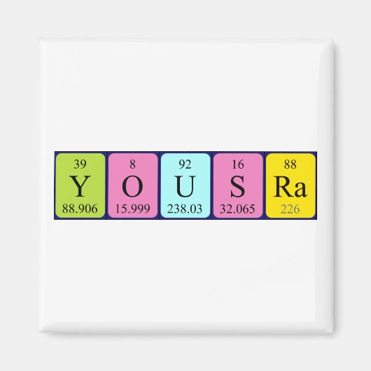 Yousra periodiek table name magnet (Voorkant)