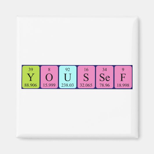 Youssef periodieke lijstnaam magnet (Voorkant)