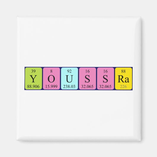 Youssra periodiek table name magnet (Voorkant)