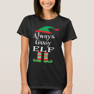 Youth Always Gassy Elf  Family Christmas Matching T-shirt