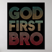 Youth Boy God First Bro Funny Christian God Brothe Poster (Voorkant)
