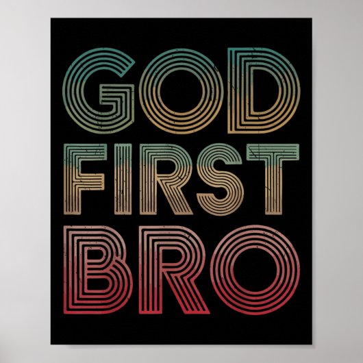 Youth Boy God First Bro Funny Christian God Brothe Poster (Voorkant)
