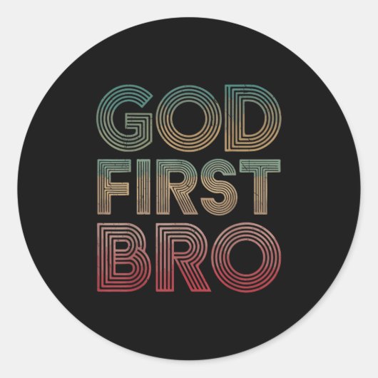 Youth Boy God First Bro Funny Christian God Brothe Ronde Sticker (Voorkant)