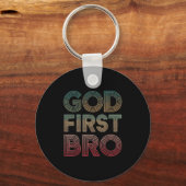 Youth Boy God First Bro Funny Christian God Brothe Sleutelhanger (Voorkant)