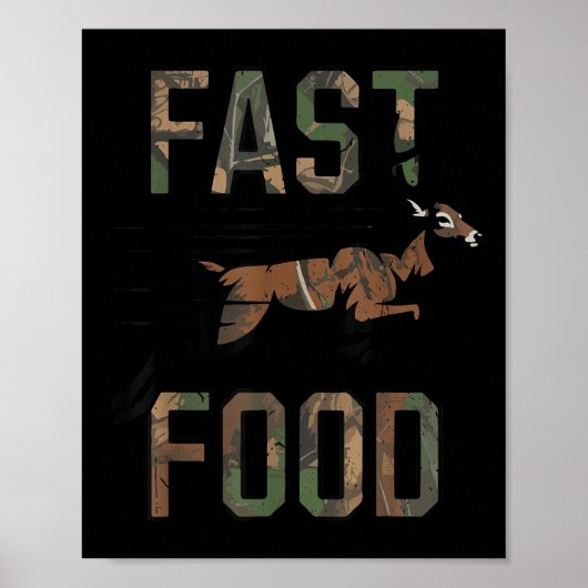 Youth Boys Camo Deer Hunting Fast Food Funny Hunti Poster (Voorkant)