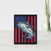 Youth Boys Deep Sea Fishing American Flag Bluefin  Kaart (Voorkant)